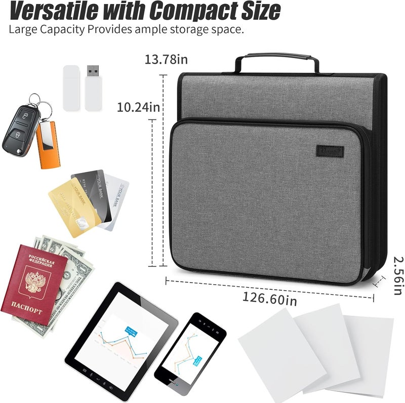 Uquelic Accordion File Organizer Binder with Multi Pockets, Expanding File Folders with 13 Pockets, Handle and Labels, Portable Home Travel Safe Storage for Letter A4 Files and More (Grey) - Image 4